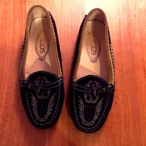 Vintage Tod's Loafers - Black with Yellow Design